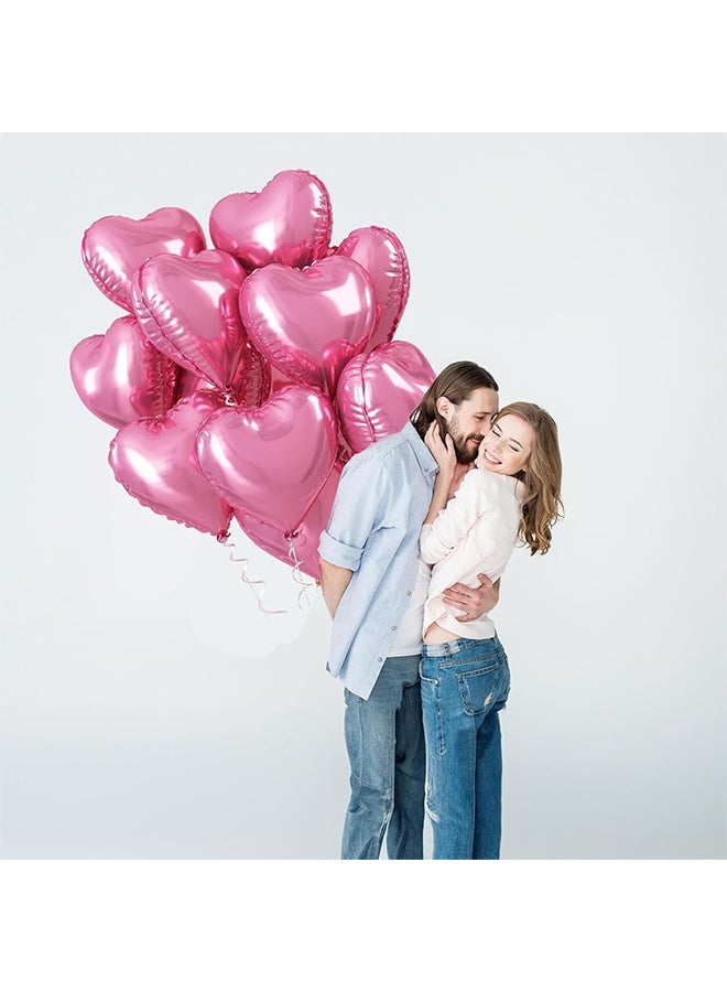 20pcs Heart Shape Foil Mylar Balloons Pink 18" for Birthday Party Decorations, Wedding Decor, Engagement Party, Holiday, Baby show (Pink) - Image 4